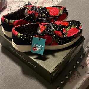 Ariat Black and Red Floral Casual Shoes